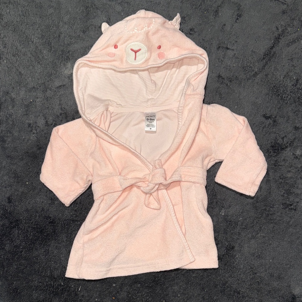 Carter's Pink Bear Hooded Kids Robe